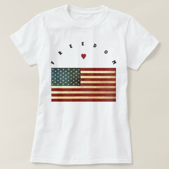 T-shirt USA Freedom Flag Classic Round Sticker (Design devant)