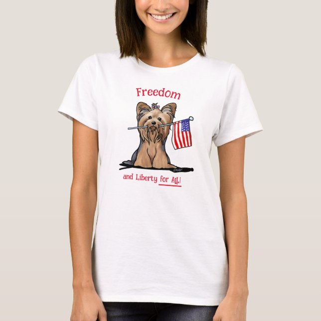 T-shirt USA Freedom Yorkie Terrier (Devant)