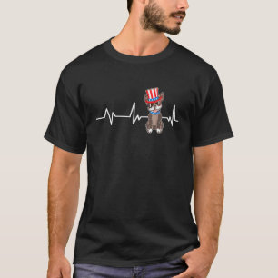 T-shirt Usa French Bulldog Heartbeat Frenchie 4 juillet