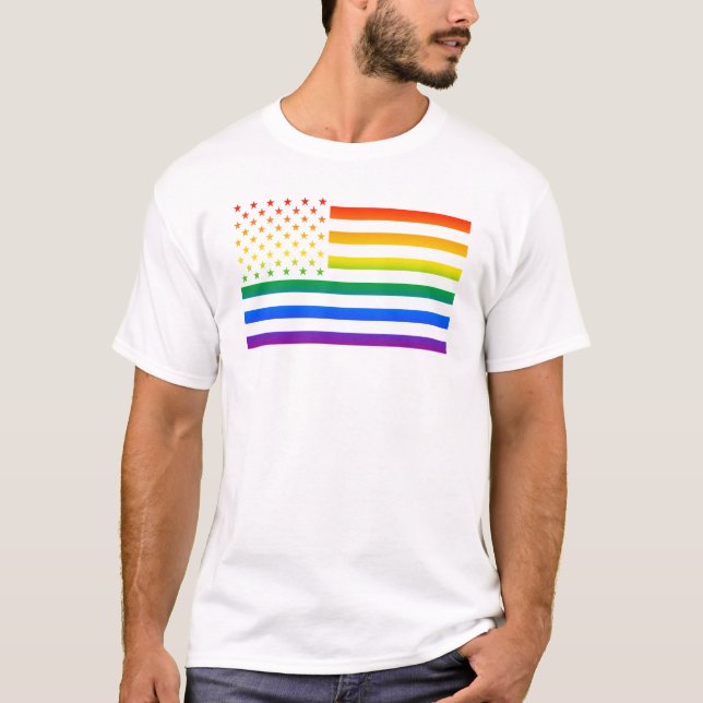 T-shirt USA Gaytriotic Rainbow Pride (Devant)
