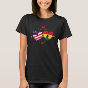 T-shirt USA Ghana Drapeau Cœur Saint-Valentin Ghanéen Amér