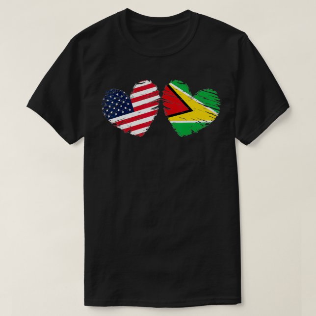 T-shirt USA Guyana Drapeau Coeur Valentines Jour Guyanais  (Design devant)