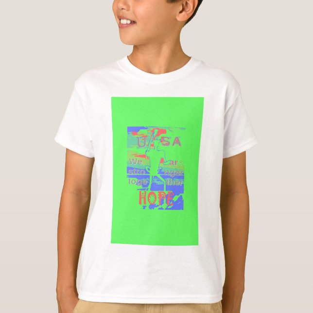 T-shirt USA Hope : Neon Lemon & Orange Art (Devant)