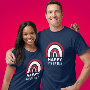 T-shirt USA Independence Day 4 juillet American Rainbow