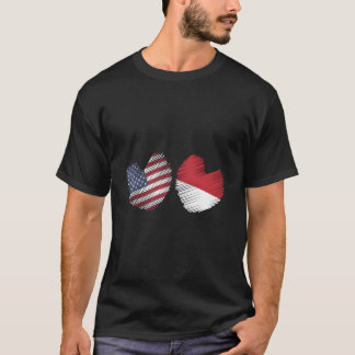 T-shirt Usa Indonesia He American Flag Indonesian Flag He