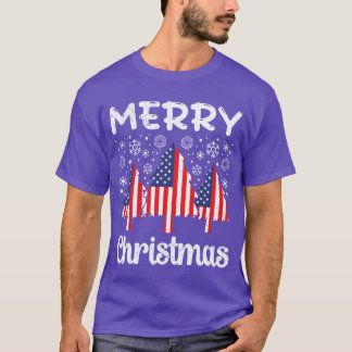 T-shirt USA Joyeux Noël Firrees famille Noël