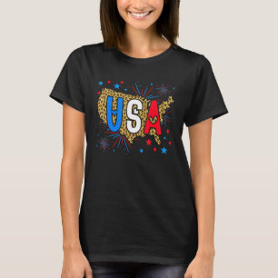 T-shirt Usa Leopard Carte Femmes parfaites