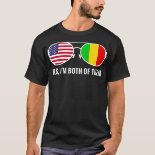 T-shirt USA Mali Drapeau Lunettes de soleil Malien América