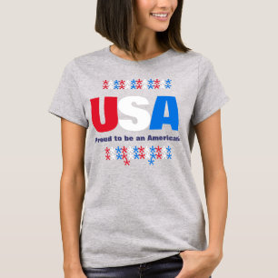 T-shirt USA Patriotique 50 étoiles Rouge Blanc Bleu