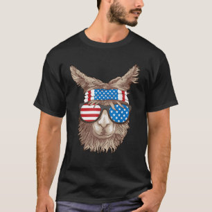 T-shirt USA Patriotique Llama mignonne Amateurs d'animaux 