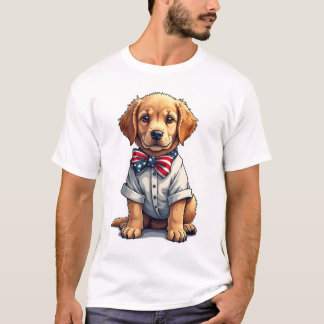 T-shirt USA Puppy Patriot Golden Retriever Vintage Tee 2