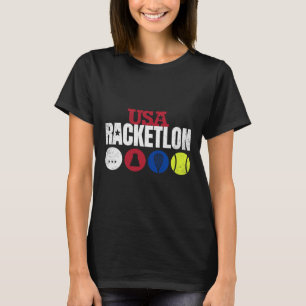 T-shirt Usa Racketlon - Tennis De Table Badminton Squash T