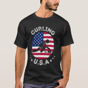 T-shirt USA Retro Curling Team Support USA Doubles mixtes