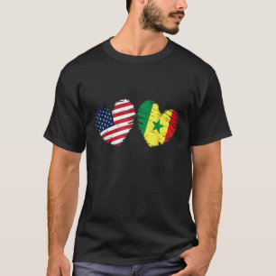 T-shirt USA Sénégal Drapeau Coeur Valentines Jour Sénégala