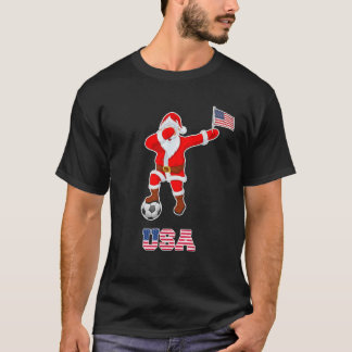 T-shirt USA Soccer Shirt Dabbing Père Noël Christmas Ameri