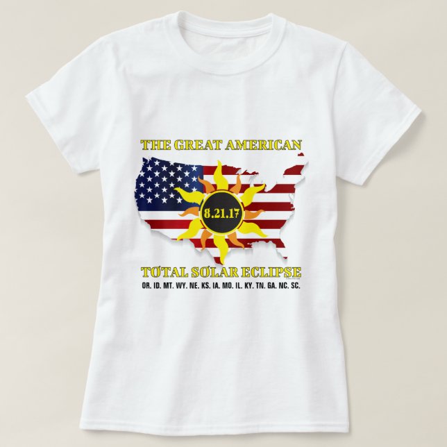 T-shirt USA Stars and StripesTotal Solar Eclipse de 2017 (Design devant)