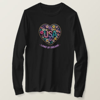 T-shirt USA Terre de Rêves Floral Art en Broderie 3D