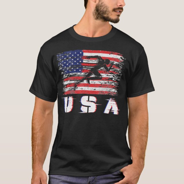 T-shirt USA Track and field team American US men women ki (Devant)