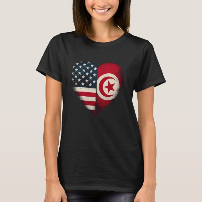 T-shirt USA Tunisia Heart Dual Citizenship (Devant)