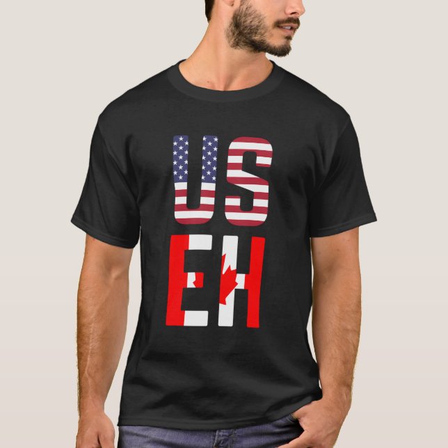 T-shirt Useh America Canada Drapeau américain Canadien (Devant)