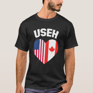 T-shirt USEH America Canada Drapeau drôle Américain Canadi