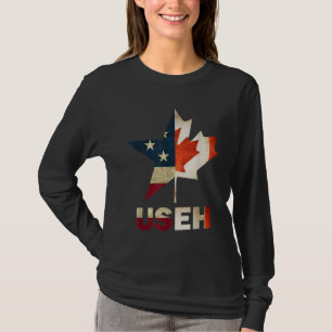 T-shirt USEH Leaf drapeau canadien américain Canada États-