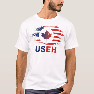 T-shirt USEH Mi-Canadien Amérique Canada États-Unis Drapea