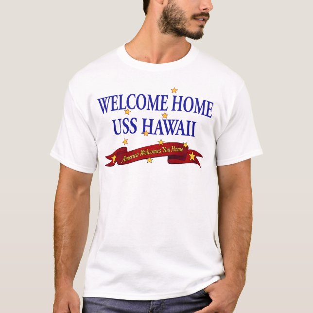T-shirt USS à la maison bienvenu Hawaï (Devant)