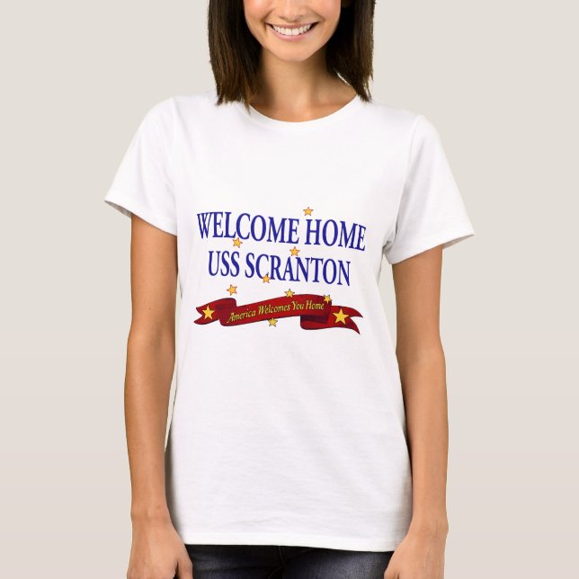 T-shirt USS à la maison bienvenu Scranton (Devant)