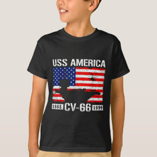 T-shirt Uss america cv-66 est 1965-1996 drapeau etats-unis