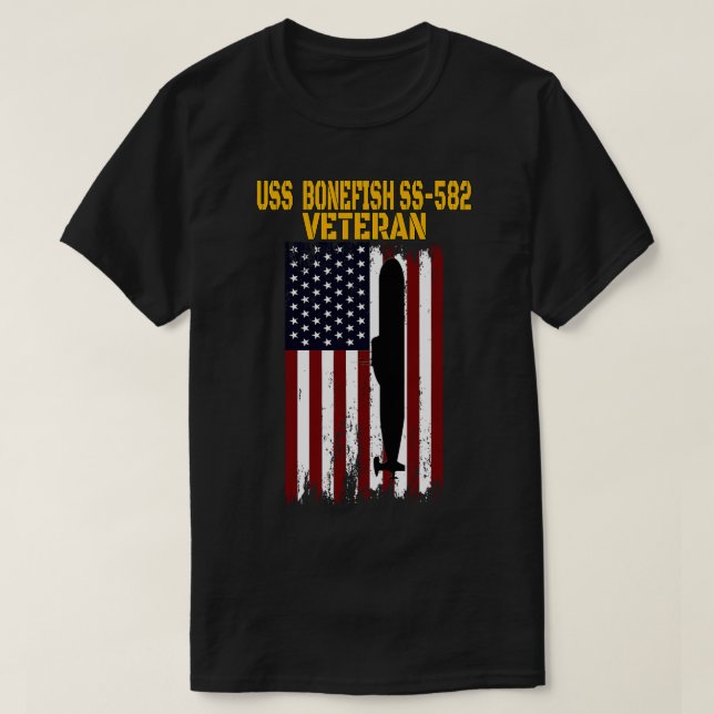 T-shirt USS Bonefish SS582 Sous-marin Anciens Combattants  (Design devant)
