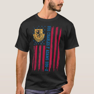 T-shirt USS Charles F Adams DDG2 États-Unis Drapeau Missil