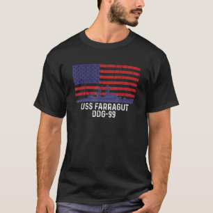 T-shirt USS Farragut DDG 99 Navire Vintage américain Drape