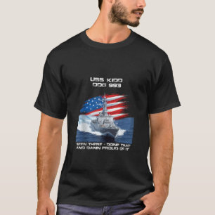 T-shirt USS Kidd DDG 993 Destroyer Ship USA Flag Veteran X