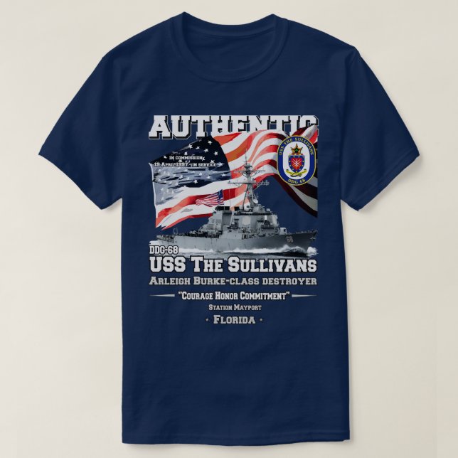 T-shirt USS Les vétérans du destroyer Sullivans DDG68 (Design devant)