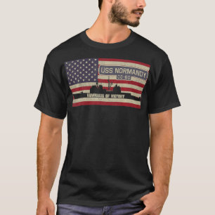 T-shirt USS Normandy CG60 Cruiser Ship USA American Flag P
