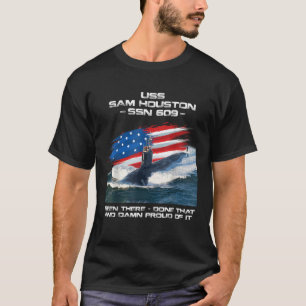 T-shirt USS Sam Houston SSN 609 American Flag Submarine Ve