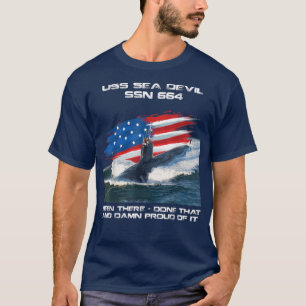 T-shirt USS Sea Devil SSN664 American Flag Sous-marin Vete