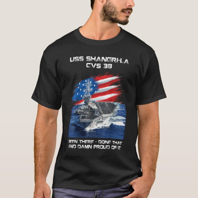 T-shirt USS Shangri La CVS38 Avion Transporteur Vétérinair (Devant)