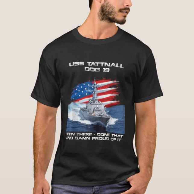 T-shirt USS Tattnall DDG 19 Destroyer Ship USA Drapeau Vet (Devant)