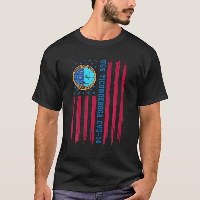 T-shirt USS Ticondéroga CVS-14 Avion Transporteur Vétérina (Devant)