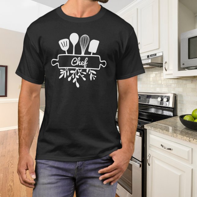 T-shirt Ustensiles de cuisine de chef en ligne art (Créateur téléchargé)
