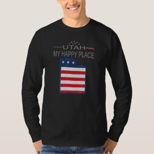 T-shirt UT Utah Mon Endroit Préféré Carte des Drapeaux de