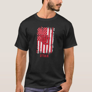 T-shirt Utah Utes Patriotic Retro American Flag Black