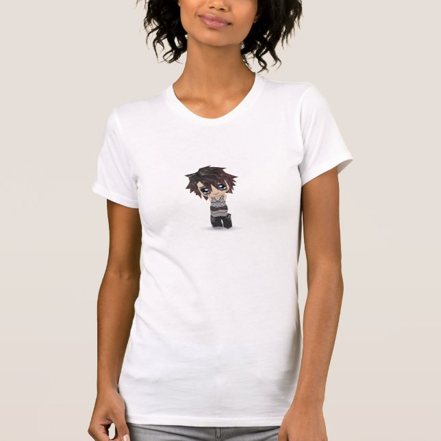 T-shirt V-Cou pur de dames (adapté) (Devant)
