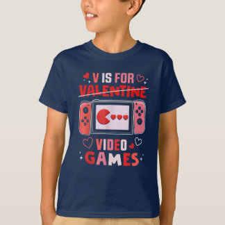 T-shirt V Est Pour Jeux Vidéo Valentines Jour Drôle Jour V
