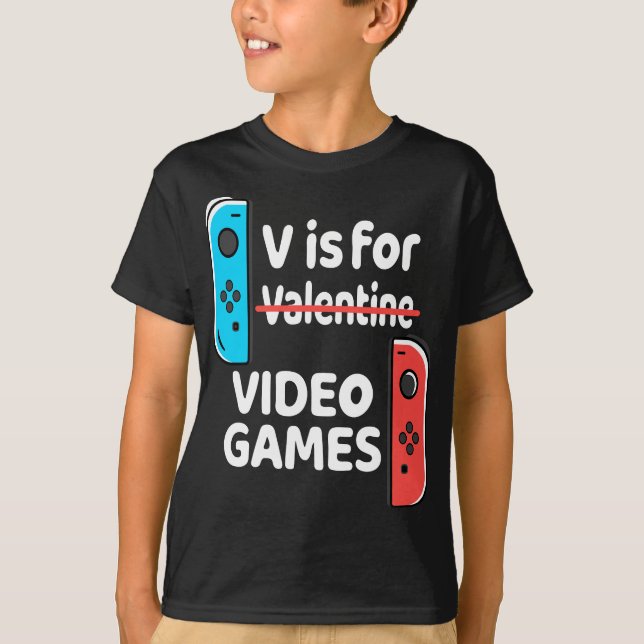 T-shirt V Est Pour Jeux Vidéo Valentines Jour Drôle V Jour (Devant)