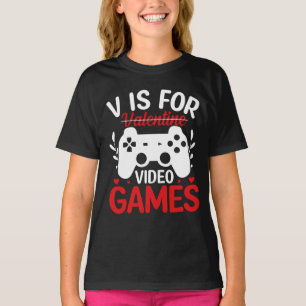 T-shirt V est pour Jeux Vidéos avec Valentine Crossing Out
