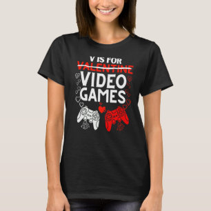 T-shirt V Est Pour Jeux Vidéos Drôle Valentines Jour Garço