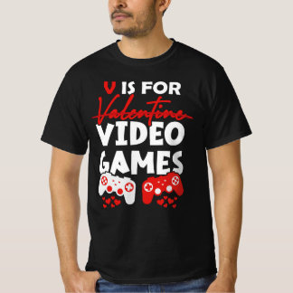 T-shirt V Est Pour Jeux Vidéos Funny Valentines Joueur de